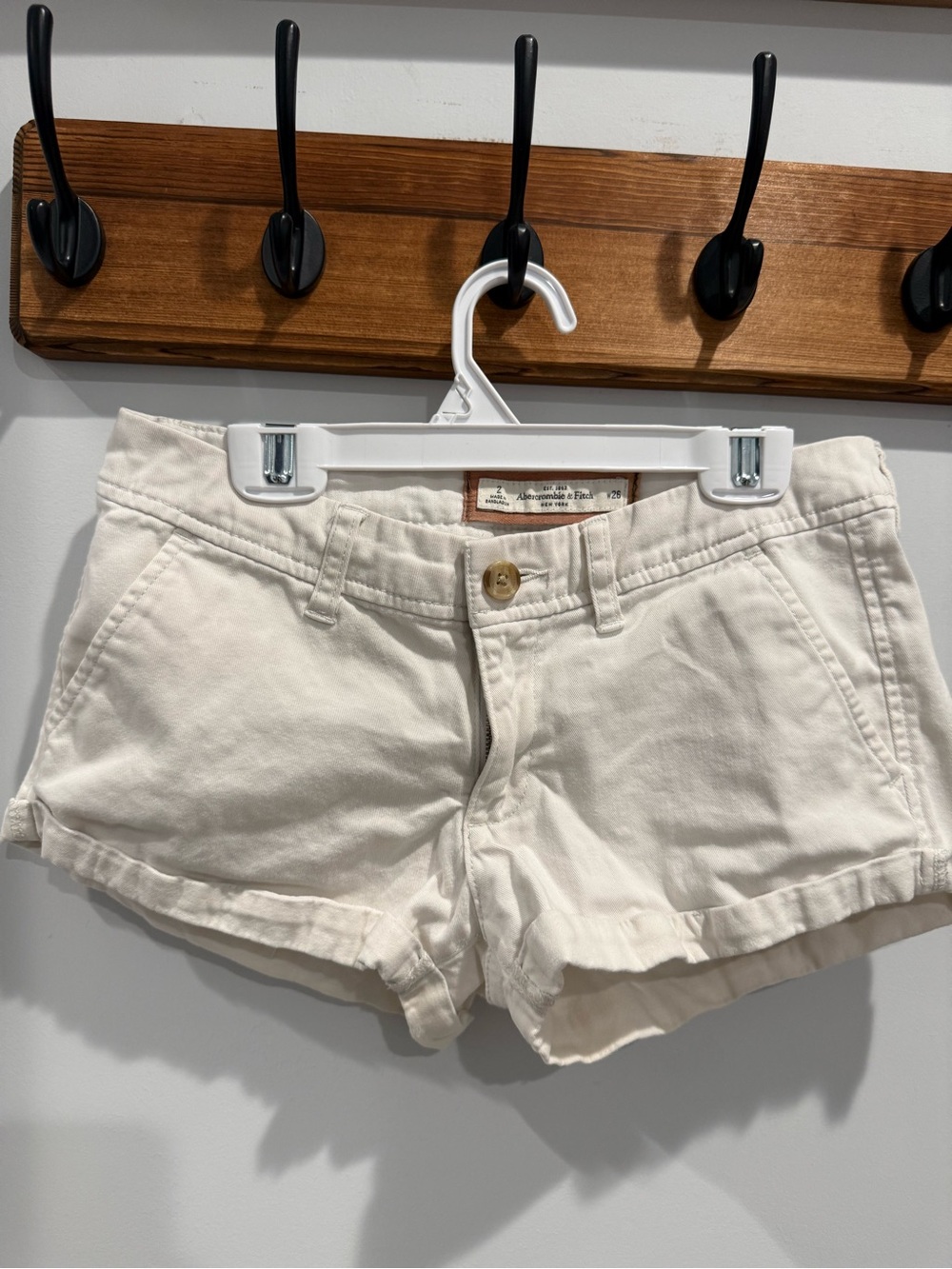 Abercrombie & Fitch Cream Cotton Jean Shorts